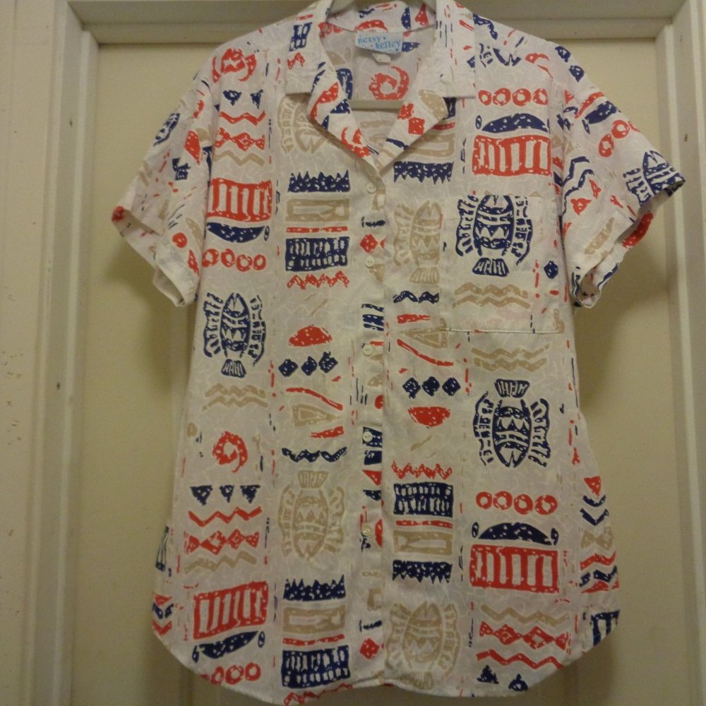 FISHY SYMBOLS LEISURE SHIRT BLOUSE 10